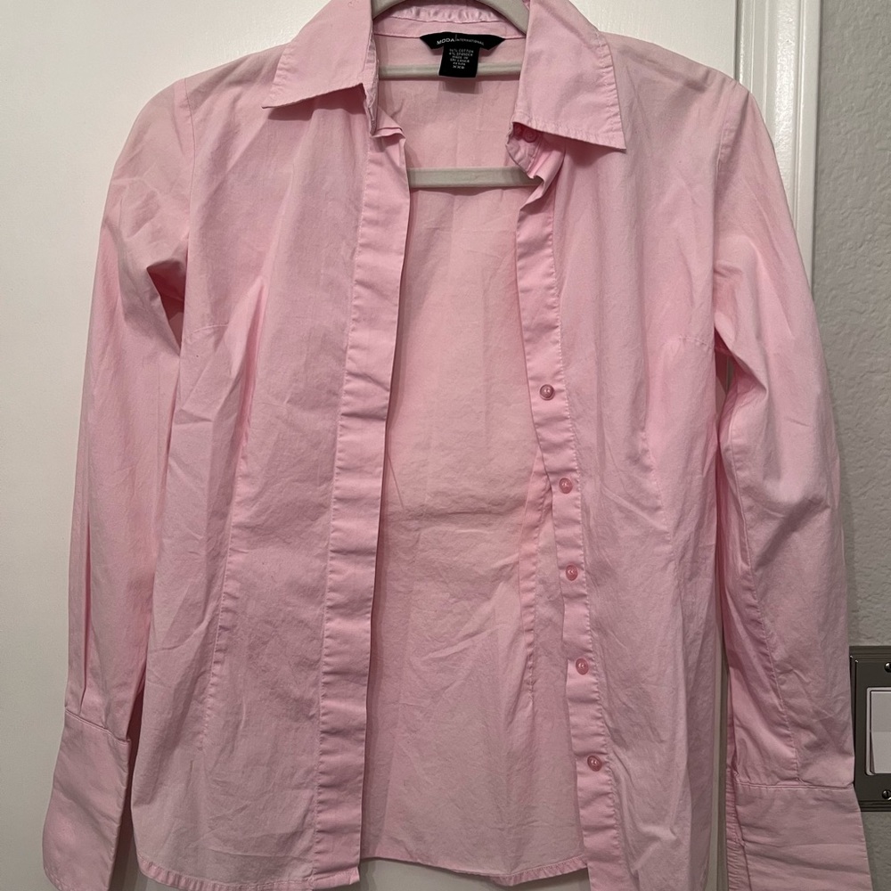 Moda International XXS Pink button down business shirt